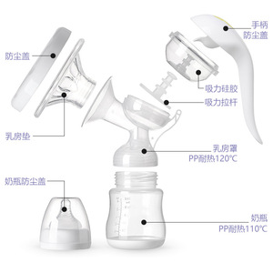 เครื่องปั๊มนมแบบมือ รูปทรงน้ำเต้าขนาดใหญ่ ปลอดสาร BPA สำหรับการสกัดนม การให้นมบุตร การนวด สีขาว โพลีโพรพิลีน PP - Product Image 5