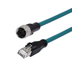 Conector Ethernet M12, 8 polos, adaptador de Cable, M12 X, codificación de 8 pines, macho a RJ45
