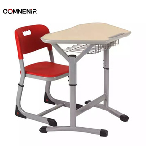 Ensemble bureau et chaise de classe simple moderne bureau d'école en métal avec placage pour étudiants pour les meubles de salle d'étude - Product Image 3