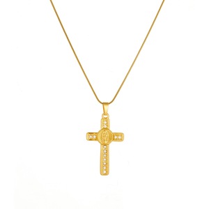 Cross Necklace Gold Plated Stainless Steel Pave Zircon Women's Clavicle Chain Daily Gift Jewelry - Product Image 5