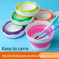 Ember Plastik Lipat Mini Tahan Air Multifungsi untuk Membawa Pena, Cat Gouache, dan Cat Air