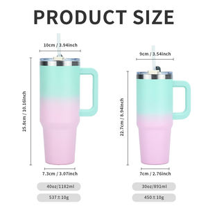 Watersy 40oz 30oz corée bouteille bouteilles d'eau en acier inoxydable vide Thermos gobelet tasse mode motif tasse à café avec poignée - Product Image 3