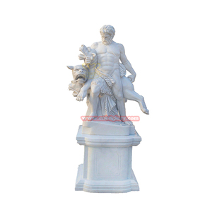 Estilo europeo mármol <span class=keywords><strong>blanco</strong></span> Mujer con estatua de León jardín calle paisaje decoración diseño piedra arte escultura - Product Image 6