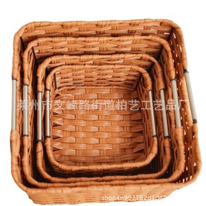 Wicker Storage Baskets With Handles Rectangle 1-3L Minimalist Office Organizer - Product Image 5