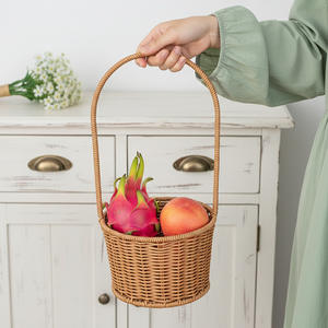 Panier rond en rotin tressé, 2,0-3,0 L, fait main, pour fruits, fleurs, usage domestique - Product Image 2