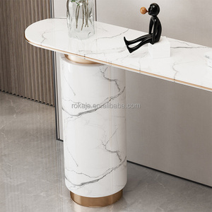 <span class=keywords><strong>Mesa</strong></span> de entrada de pies dorados cilíndricos de <span class=keywords><strong>alta</strong></span> calidad, <span class=keywords><strong>mesa</strong></span> decorativa de piedra sinterizada de lujo, <span class=keywords><strong>mesa</strong></span> de consola de acero inoxidable para Hotel - Product Image 5