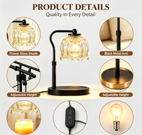 Lampe chauffe-bougie en forme de fleur, lampe à bougie électrique à hauteur réglable avec minuterie et variateur d'intensité, chauffe-cire sur base en bois, Noël
