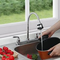 Robinet de cuisine moderne à 3 trous et double poignée en alliage de zinc pour évier, mitigeurs d'eau de cuisine extractibles