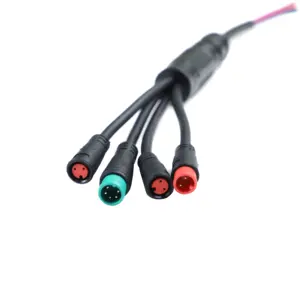 厂家批发m8防水电缆发光二极管路灯电源234四分之一电源电缆防水连接器