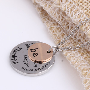 Collier personnalisé en acier inoxydable à double couche, rond et géométrique, avec pendentif alphabet anglais, pour un usage quotidien, idéal comme cadeau - Product Image 5