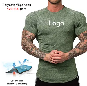 Camiseta de compressão respirável para treino, academia, secagem rápida, logotipo personalizado 90% poliéster 10% spandex