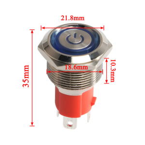 19mm su geçirmez bakır paslanmaz çelik vida terminali Metal güç Push Start düğmesi anahtarı kablo ile LED ışık RV deniz için - Product Image 2