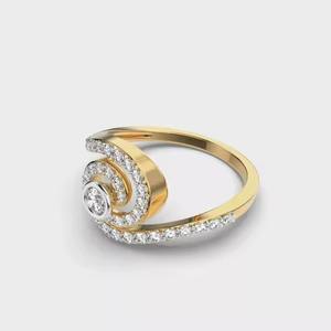 Ensemble de lunette de bague de style vintage bague Art déco 1.50 CT coupe ronde diamant de laboratoire bague de fiançailles cadeaux en or massif 14 carats pour la mariée - Product Image 4