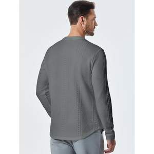 Camisas de punto de manga larga informales personalizadas para hombre, jersey de cuello redondo, sudadera antiarrugas, características anticontracción, decoración de patrón - Product Image 4