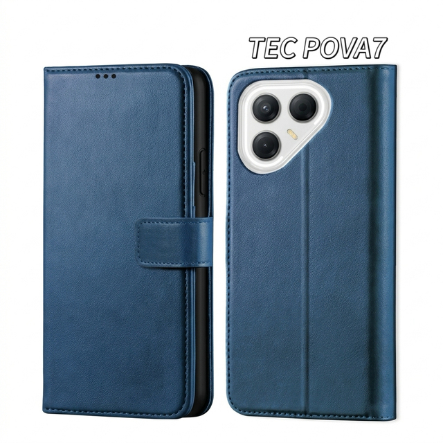 Retro PU Leather Wallet Flip Phone Case with Waterproof & Shockproof Design Kickstand Holder for TECNO All Models