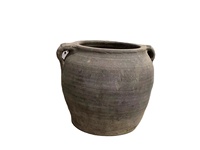 Pot de poterie en argile marron blanc antique avec poignées Vase à fleurs Pot de jardin naturel en porcelaine décoratif pour la maison
