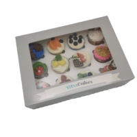 Carton personnalisé avec papier de stratification brillant boîte d'emballage de cupcake au design unique avec fenêtre