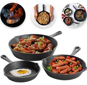 Raganet, Juego De 3 Sartenes De Hierro Fundido Con Mangas Largas, Resistentes Y Antiadherentes - Product Image 1