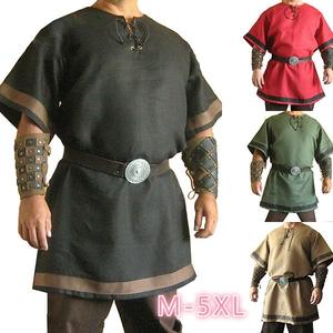 Cosplay médiéval Vintage Renaissance guerrier chevalier GN Costume adulte hommes nordique <span class=keywords><strong>Pirate</strong></span> tunique chemise hauts tenues - Product Image 1