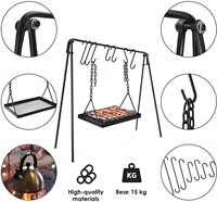 Barbecue multifonctionnel réglable et portable avec foyer suspendu sur trépied