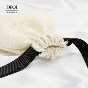 DEQI Packaging Jewellery 8*10 cm Beige Medium Cotton Canvas Drawstring <b>Pouch</b> Gift Jewelry Packaging Bags - Product Image 4