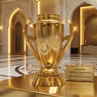 Trophée de football en métal plaqué or personnalisé avec logo gravé, livraison rapide en 15 jours, OEM, récompense de luxe pour les vainqueurs