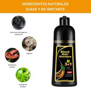 Shampooing pour cheveux noirs 3 en 1, liquide à base de plantes pour tous types de cheveux, shampooing nourrissant unisexe 500ML - Product Image 3