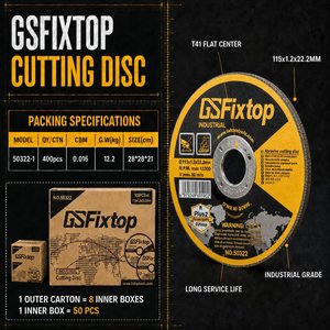 <span class=keywords><strong>Disque</strong></span> de découpe GSFixtop 4,5 pouces (115 mm x 1,2 mm) en oxyde d'aluminium, <span class=keywords><strong>disque</strong></span> abrasif pour meuleuse d'angle, conception conforme à la norme ANSI, lot de 8 - Product Image 2
