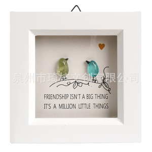 Sea Glass Art Birds <b>Photo</b> <b>Frame</b> White <b>Square</b> Hanging Wall Art Christmas Gift - Product Image 4