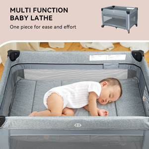 Lit de bébé portable avec berceau amovible, lit de voyage, lit d'appoint pour chambre d'enfant avec roulettes, gris foncé - Product Image 2