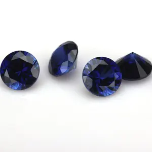 Starsgem 34 # sintético redondo brillante corte 4 ~ 10mm corindón zafiro piedras para hacer anillos de joyería pendientes