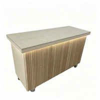 Chariot de service mobile en bois, style rétro, texture ondulée, pour événements extérieurs et festivals (alimentation, café, bonbons)