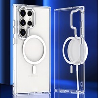 Étui de téléphone de luxe transparent anti-jaunissement en TPU+PC avec cadre métallique magnétique anti-chute et antichoc pour Galaxy S24 S25 S26 Ultra