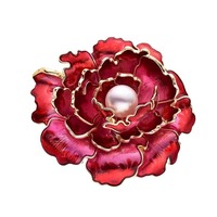 Broche personnalisée en perles de pivoine, élégante, pour femme, vente en gros
