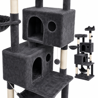 En gros Arbre à chat extra haut en sisal avec panier hamac double en peluche et griffoir