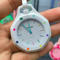 Montre de poche à mouvement mécanique en céramique de style dessin animé, avec bracelet en silicone, pour femmes et hommes