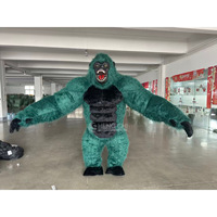 Costume de Mascotte Gonflable Gorille Vert Foncé en Peluche Taille Adulte, Déguisement de Personnage de Dessin Animé pour Halloween, Carnaval, Fête, Scène
