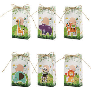 Scatole Regalo all'Ingrosso con Animali Cartoon, Decorazioni per Feste di Compleanno per Bambini con Motivi di Tigri, Leoni e Scimmie - Product Image 1