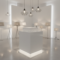Lavabo Carré Moderne en Céramique Écologique Effet Pierre, Semi-Encastré, OEM/ODM, avec Vidange pour Appartements et Hôtels