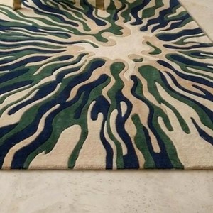 Alfombra de Lujo con Diseño Abstracto Azul y Verde, Alfombra Moderna de Lana Hecha a Mano, Alfombra para Sala de Estar, Alfombra Suave y Afelpada, Decoración Artística para el Hogar - Product Image 3