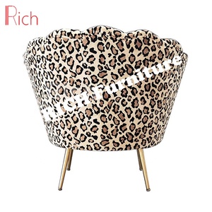 Marrón al por mayor de lujo Silla de concha de mar silla con forma de flor sofá de diseño de moda leopardo Silla de acento - Product Image 5