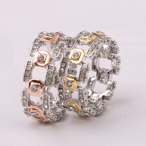 Geometric <b>Crystal</b> <b>Ring</b> Gold Rose Gold Pave Setting Everyday Wear Unisex Jewelry - Product Image 1