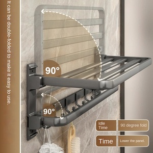 Khăn <span class=keywords><strong>Rack</strong></span> chủ với phụ kiện lưu trữ Organizer nhôm Bar treo tường <span class=keywords><strong>Rack</strong></span> khăn với <span class=keywords><strong>Hooks</strong></span> cho phòng tắm - Product Image 3