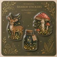 Autocollant adhésif UV personnalisable, durable, holographique, transparent, à paillettes liquides, motif shaker, taille et forme ajustables