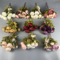 13-Zweige Seiden-Pfingstrosen Künstlicher Blumenstrauß mit Wickelkern Hochwertige Blumenarrangements für Hochzeit, Zuhause und Esstisch-Dekoration
