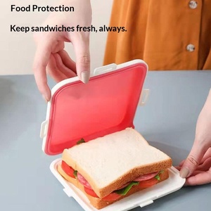 Boîte <span class=keywords><strong>de</strong></span> <span class=keywords><strong>conservation</strong></span> carrée pour <span class=keywords><strong>pain</strong></span> à sandwich, style minimaliste, boîte <span class=keywords><strong>de</strong></span> rangement pour employés <span class=keywords><strong>de</strong></span> bureau, étudiants, boîte à lunch portable en silicone pour emporter - Product Image 2