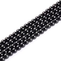 Perles rondes en pierre précieuse obsidienne noire naturelle, amples, pour la fabrication de bijoux, 4MM, 6MM, 8MM, 10MM, 12MM