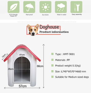 Tüm hava için yükseltilmiş zemin ve hava delikleri ile ekstra büyük açık köpek evi-suya dayanıklı plastik köpek kulübesi - Product Image 6