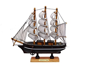 Modèle de bateau à voile en bois, objet décoratif nautique pour la maison, le bureau, la table, décoration côtière vintage, artisanat décoratif, cadeau - Product Image 1