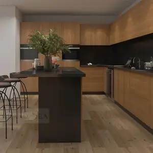 GRANDSEA komple Modern tasarımları ahşap tahıl laminat mutfak dolapları tasarım popüler zarif mutfak dolabı
